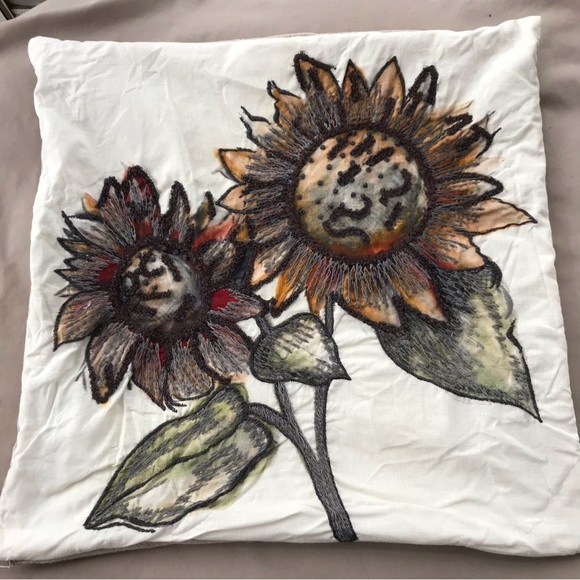 Pottery Barn Accents Pottery Barn Sunflower Embroidered Pillow